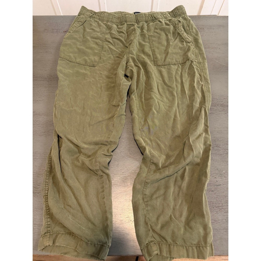 Gap Mens XL Olive Green Utility Pants Elastic Waist Relaxed Patch Pocket Cotton